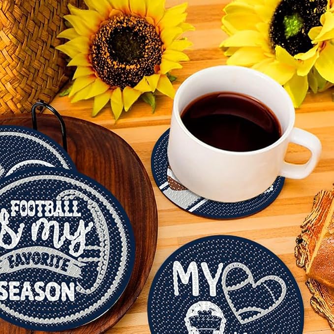 Bartogro 8 Pcs Diamond Painting Coaster Kits, DIY Football Diamond Art Coasters - Image 5