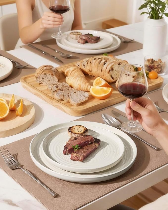 Stoneware Dinnerware Sets with Pasta Bowls, Service - Image 6