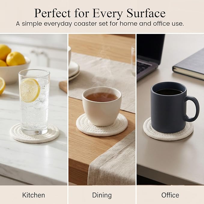 DomeStar Drink Coasters Set of 6, 3.5 Inch, Boho Furniture and Modern Farmhouse - Image 5