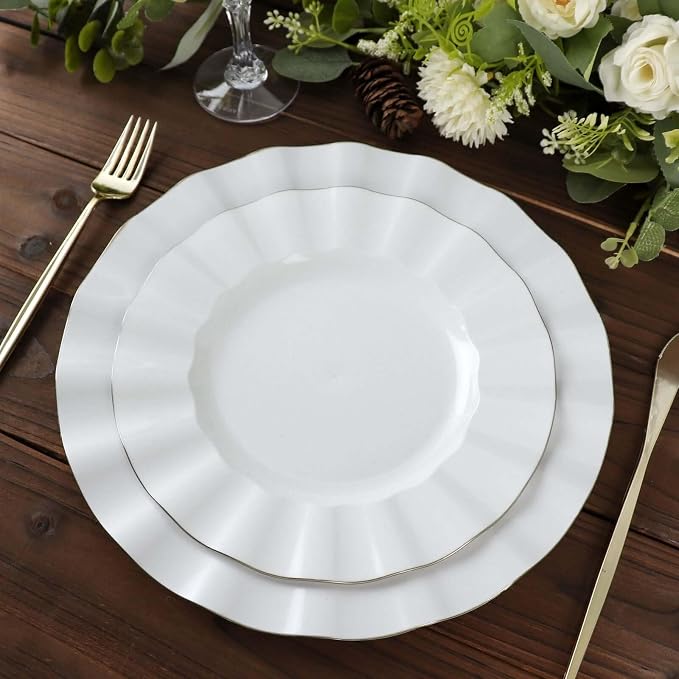 Efavormart 11" Dinner Plates – Set of 10 Plastic White Round Disposable Plates - Image 2