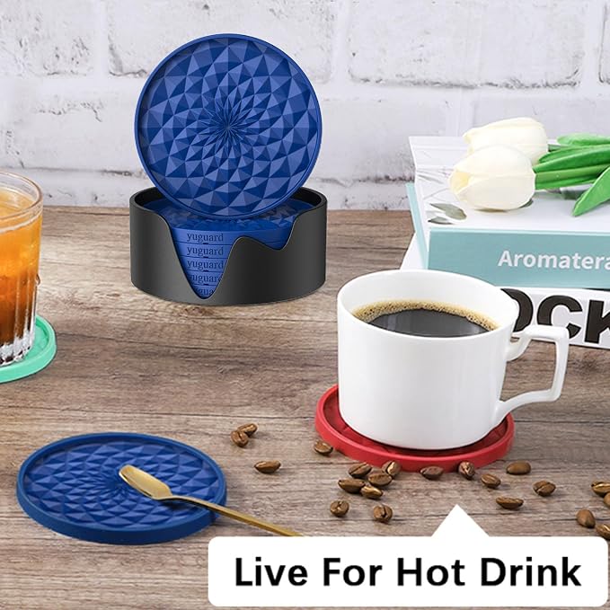 Cup Coasters Set of 6 with Holders Drink Coasters, Table Cup Mat, - Image 6