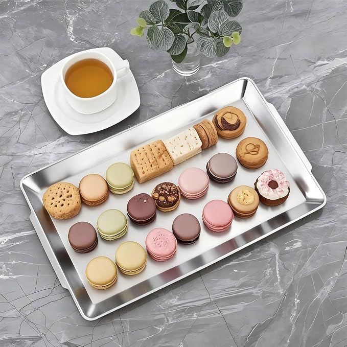 15.8" x 9.5" Large Serving Platters Set of 2, Stainless Steel Heavy-Duty Large - Image 2