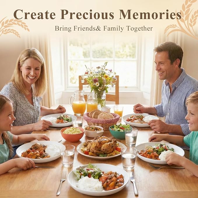 Wheat Straw Plates 9 Inch, Unbreakable & Reusable Plastic Plates Set of 8 - Image 6