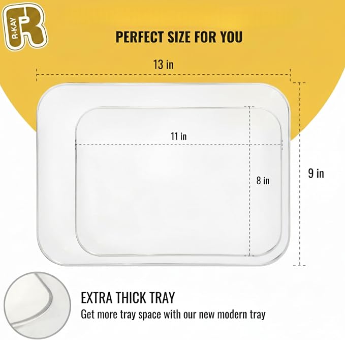 3 Pack Silver Plastic Serving Trays - Image 4
