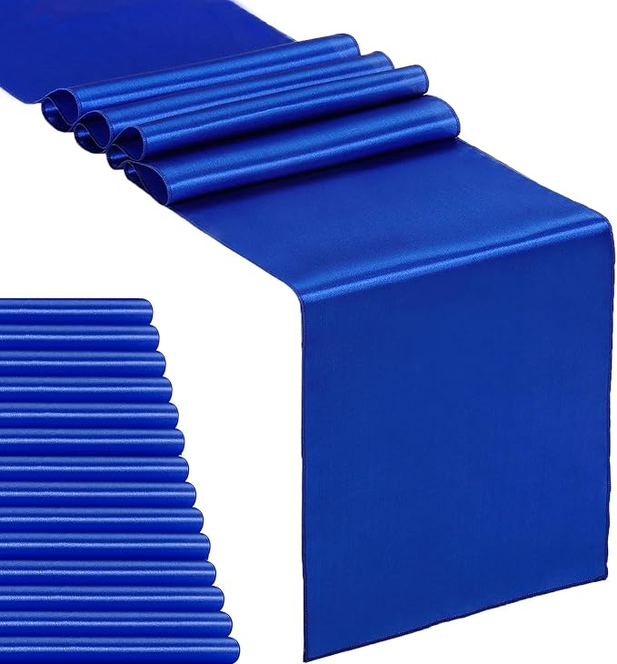 15-Pack Satin Table Runner Royal Blue 12 x 108 inches Long, Table Runners by Hahuho