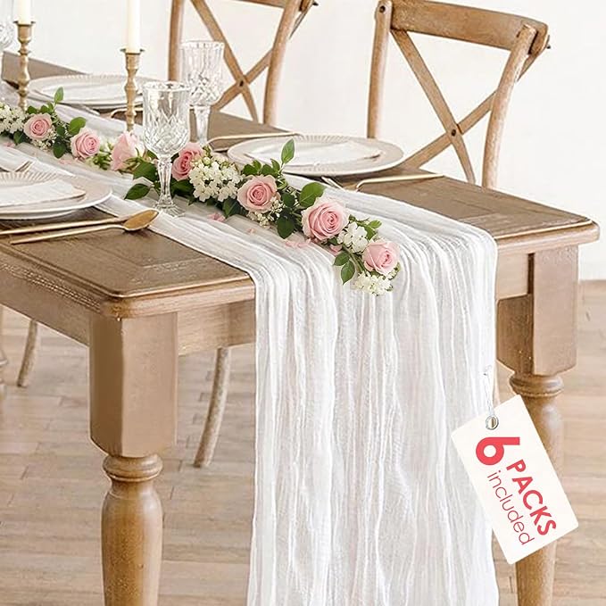6 Pack White Cheesecloth Table Runner by BlueTopCoLtd
