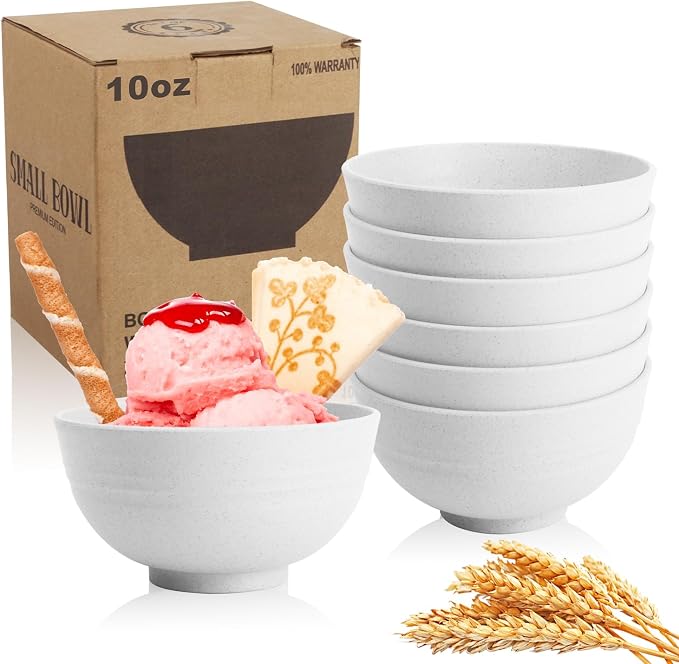 Handy Wheat Straw Bowls Set of 6, Unbreakable Ice-Cream Bowls Sets by WROVA