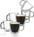 CNGLASS Insulated Espresso Glass Mugs 5.4oz/160ml, Small Clear Coffee Mugs Set by CNGLASS