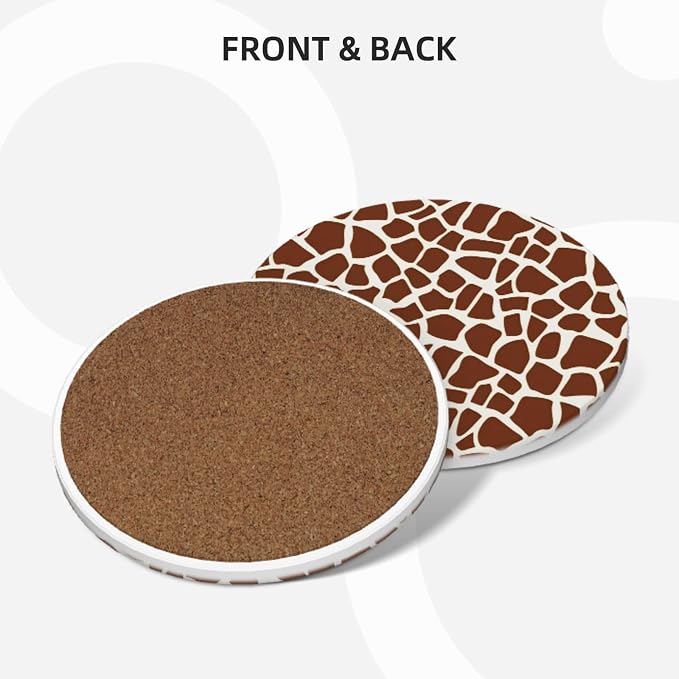 Giraffe Coasters Set of 4, Absorbent Ceramic Drink Coasters Cup Mat - Image 2