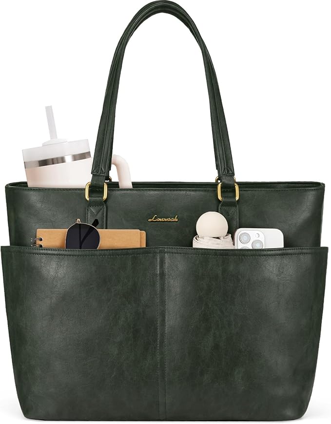 LOVEVOOK Work Tote Bag for Women, Retro Leather 17.3 Inch Laptop Bag by LOVEVOOK