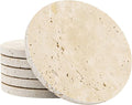 Italian Travertine Coasters Set of 6, Farmhouse Rustic Neutral Style Marble by YONGHEE