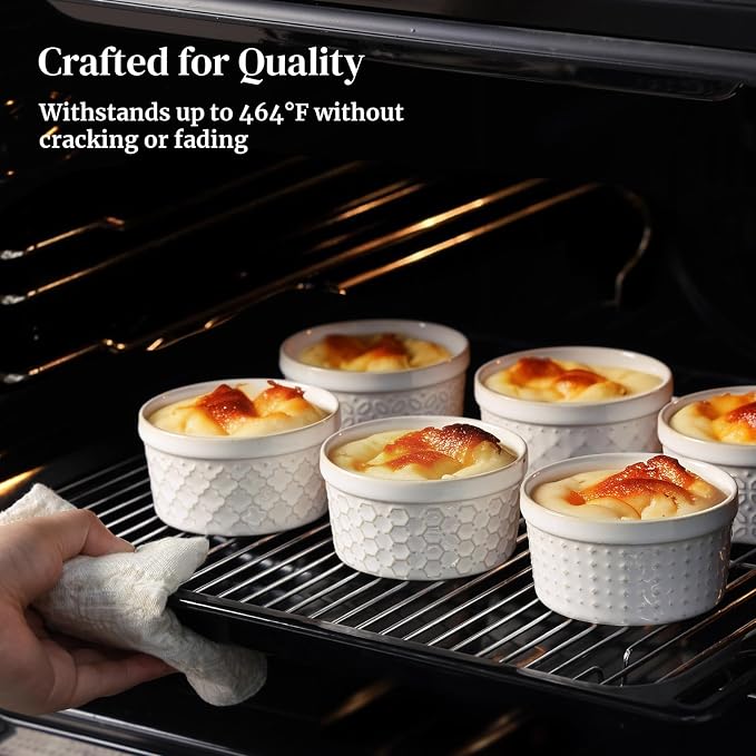 Dowan Ramekins 6 oz Oven Safe for Creme Brulee, Ceramic Small Baking Cups - Image 4