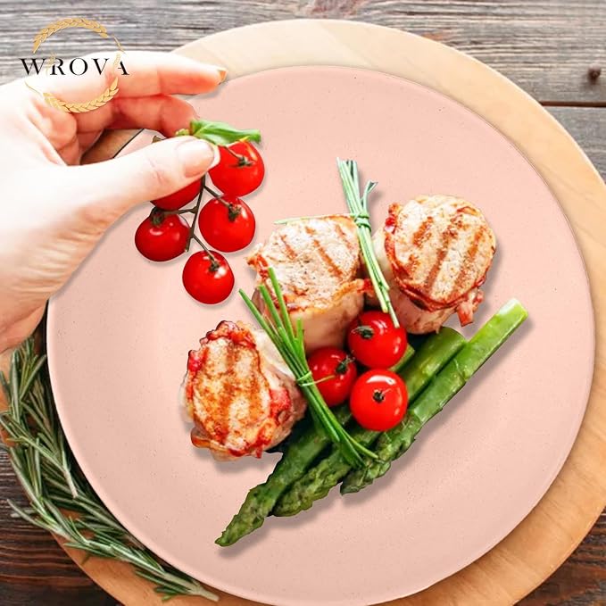 Wheat Straw Dinnerware Sets 40PCS, Unbreakable Plates and Bowls Sets Service - Image 8