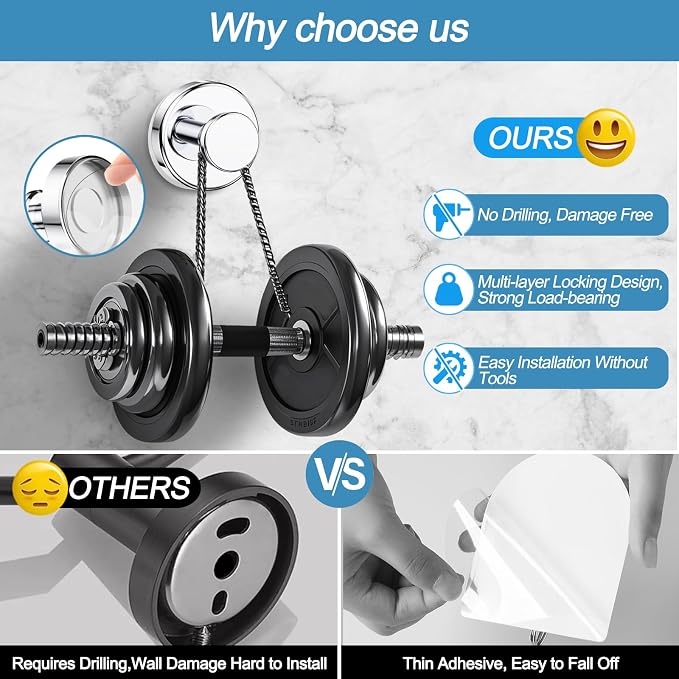 Suction Cup Hooks for Shower, No Drill Towel Hooks for Bathrooms | Shower Hooks - Image 4