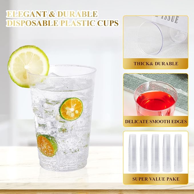 Vplus 150 Pack 12 OZ Clear Disposable Plastic Drinking Cups - Image 2