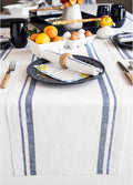 Solino Home 100% Pure Linen Table Runner, 14 x 120 in, French Stripe | Table by SolinoHome