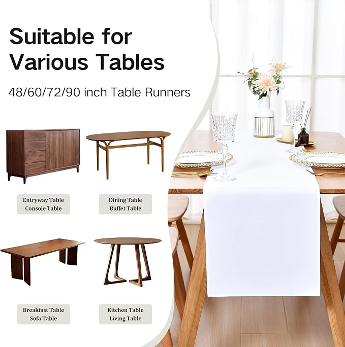 Farmhouse White Table Runner Dining Table Runners 90 Inches Long Coffee Table - Image 5