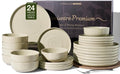 Stoneware Dinnerware Set with Pasta Bowls, Service by FamiwarePremium