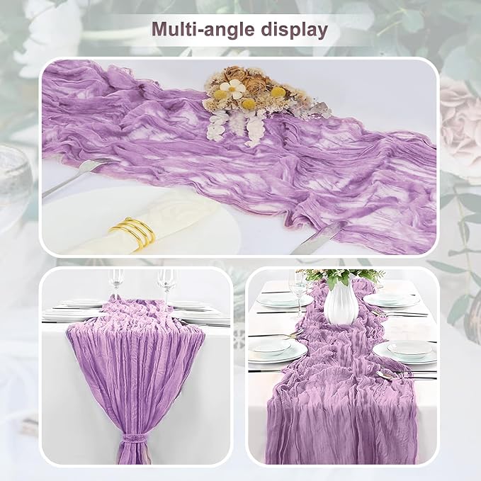 6 Pack Lilac Cheesecloth Table Runner 35x120 Inch 10Ft Rustic Gauze Cheese - Image 5