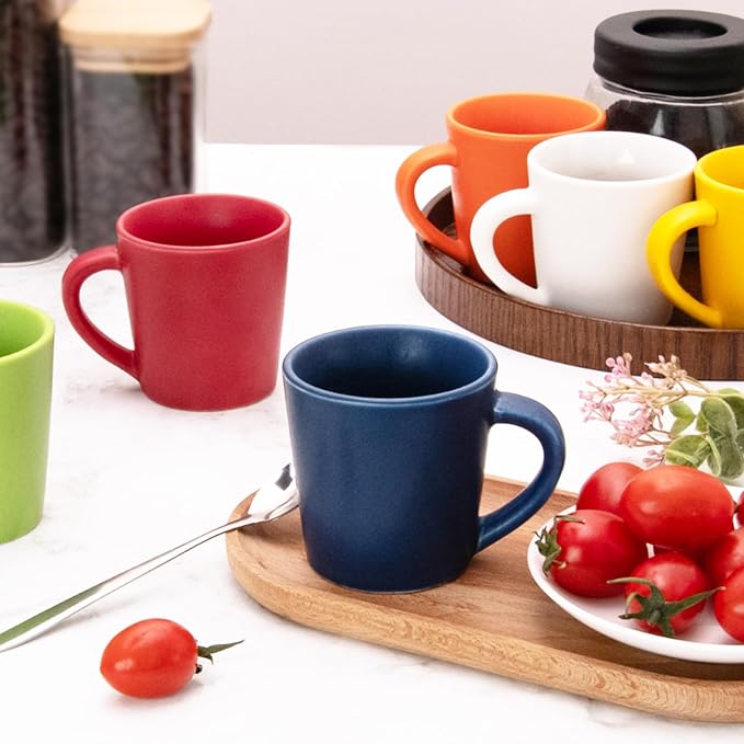 4.2 oz Espresso Cups Set of 2, Ceramic Red Coffee Mugs Demitasse Cups | Small - Image 4