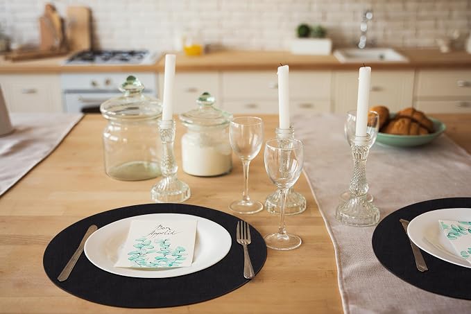 Round Faux Leather Placemat and Coaster 6 Packs, Washable Heat Resistant Dining - Image 8