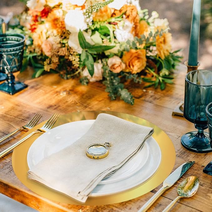 50PCS 13in Round Gold Placemats, Disposable Paper Chargers Plate | Paper - Image 7