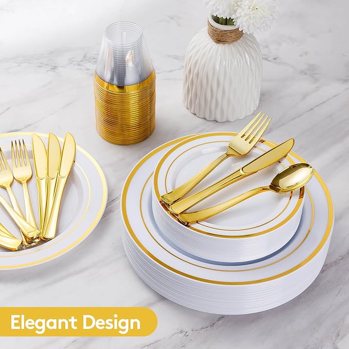 600 Pieces Gold Disposable Plastic Plates - Image 4