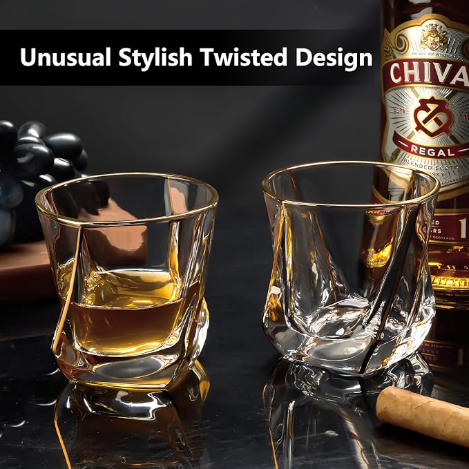 GLASKEY Crystal Whiskey Glasses Set of 2 - Image 4