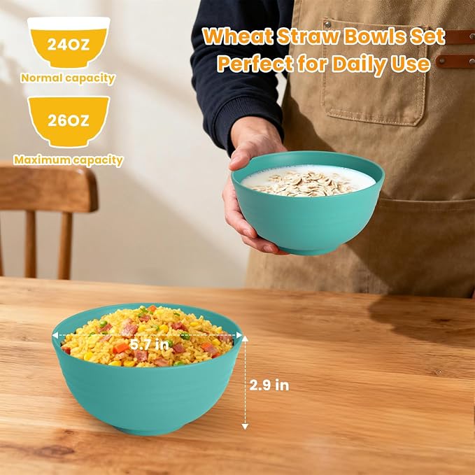Wheat Straw Bowls, Cereal Bowls, Plastic Bowl Alternative, Unbreakable - Image 2