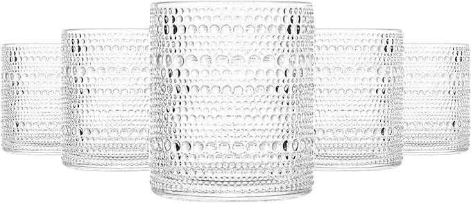 cosnou Glassware Set of 6, 13 OZ/390ml Hobnail Kitchen Glassware, Embossed by cosnou