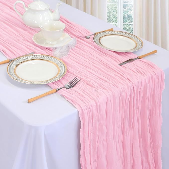 12 Pack Pink Cheesecloth Table Runner 10ft Boho Gauze Fabric Cheese Cloth Table - Image 3