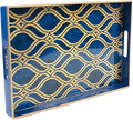 Blue Decorative Tray with Handles, Plastic Serving Tray by MAONAME