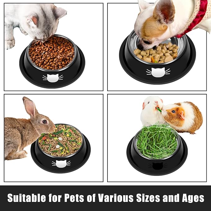 Serentive 3Pcs Cat Bowls Non-Slip Stainless Steel Small Cat Food Bowl - Image 5