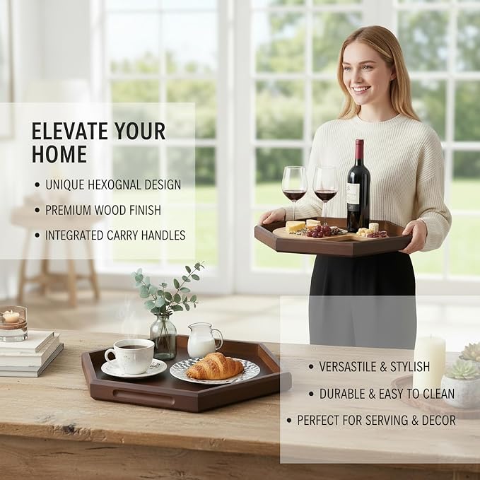 Hexagon Serving Trays & Platters, 11.8" Charcuterie Platter, Cafeteria Trays - Image 6
