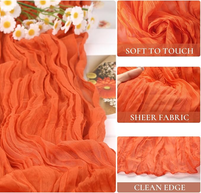 10 Packs Orange Table Runner Cheesecloth 35x120 Inches Burnt Orange Cheese - Image 2
