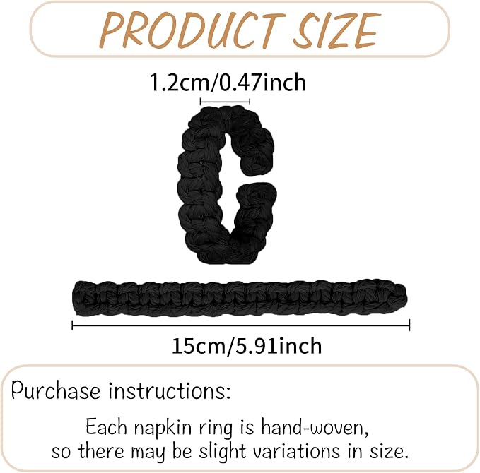 Meplait Napkin Rings Set of 12, Boho Napkins Holders Ring - Image 6