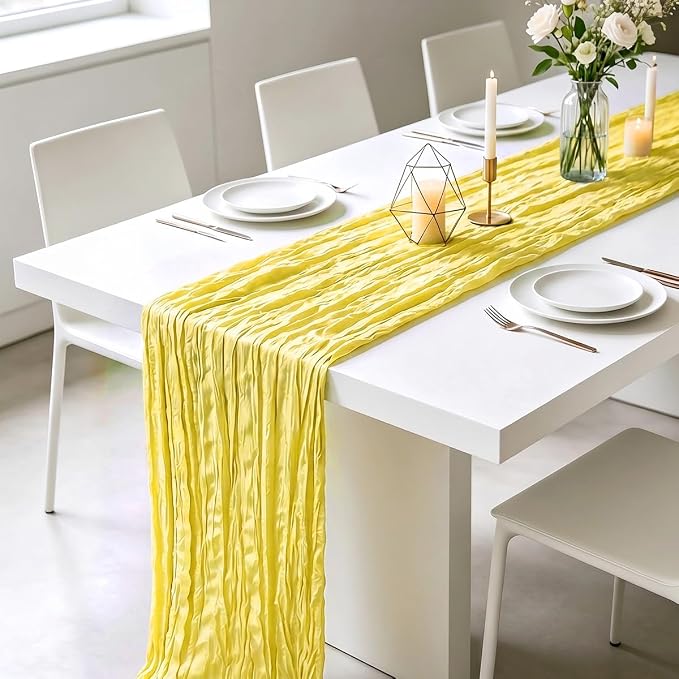 10 Pack Yellow Cheesecloth Table Runner 21 x 120 Inch Boho Gauze Sheer Table - Image 4