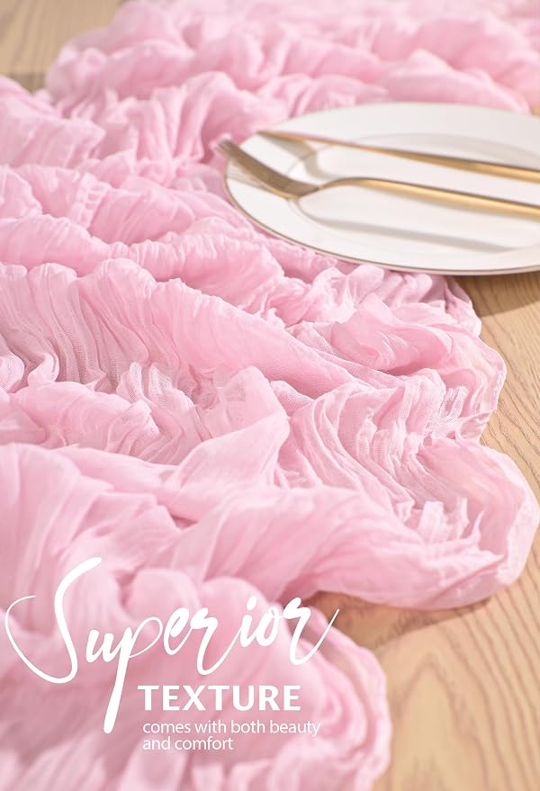 4 Pack Cheesecloth Table Runner 10FT Light Pink Table Runner Boho Gauze Cheese - Image 4