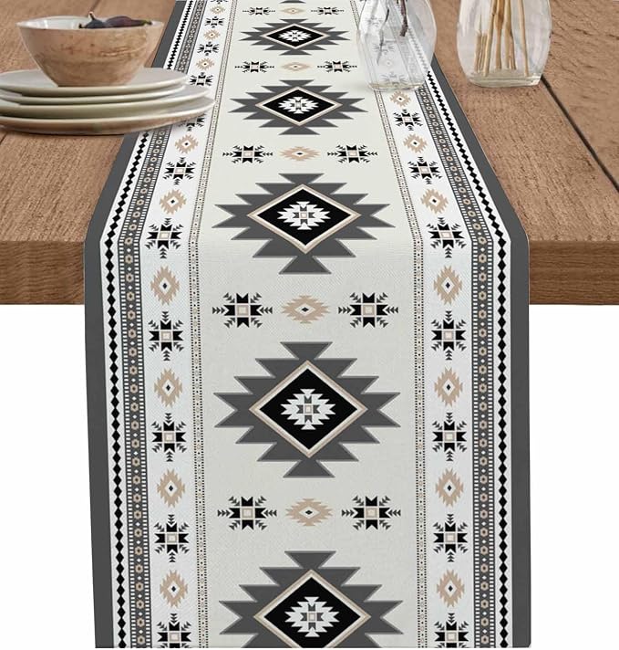 Boho Table Runners 72 Inches Long, Abstract Southwestern Kitchen Dining Tables by Unknown