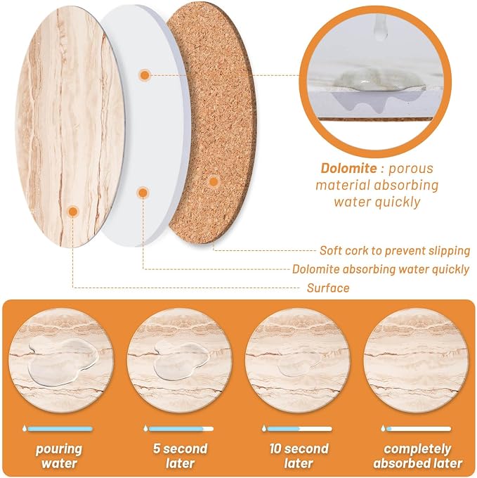 Acejoz Drink Coasters Set of 6, Absorbent Coaster - Image 4