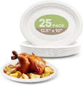 Disposable Oval Paper Plates, Compostable Heavy Duty Bagasse Platters by FEHHTOEco-friendlyLiving
