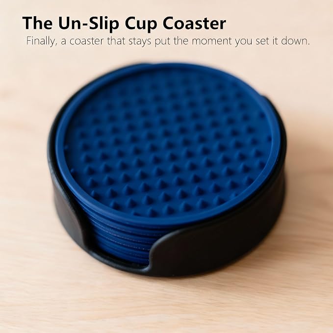 6 Pack Drink Coasters with Holder, Silicone Cup Mat - Image 3