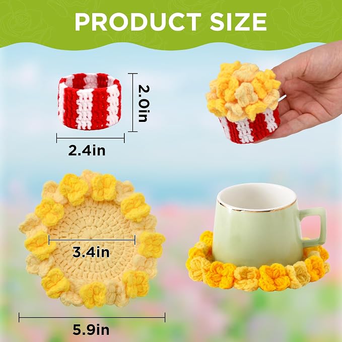 Crochet Flower Coasters, Handmade Bouquet Coasters - Image 2