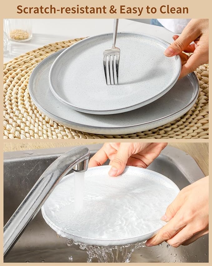 Hasense Plates and Bowls Sets, 3 Pieces Modern Porcelain Dishes Sets, Stoneware - Image 6
