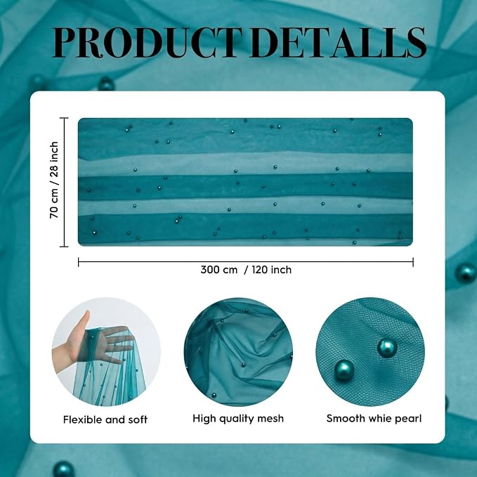 Artoid Mode Pearl Teal Gauze Table Runner 120 Inch 10FT, Seasonal Sheer Dining - Image 6