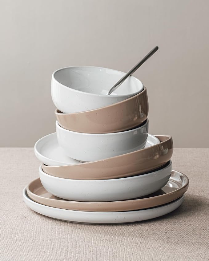 Famiware Milkyway 12-Piece Stoneware Dinnerware Set, Dishes Set - Image 4