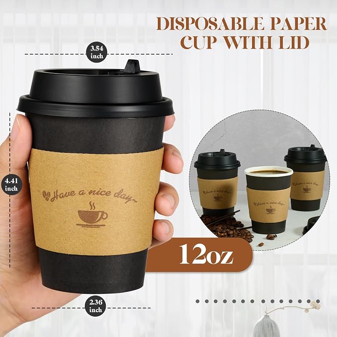 LITOPAK 100 Pack 12 oz Coffee Cups - Image 2