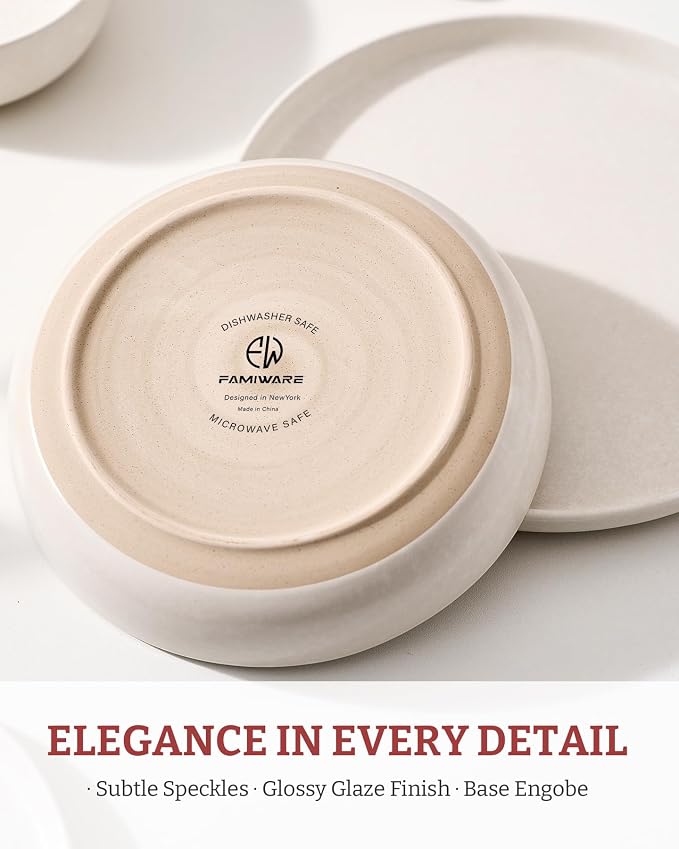 famiware Milkyway 33 oz Pasta Bowls Set of 6, Matte White | Double Reactive - Image 5