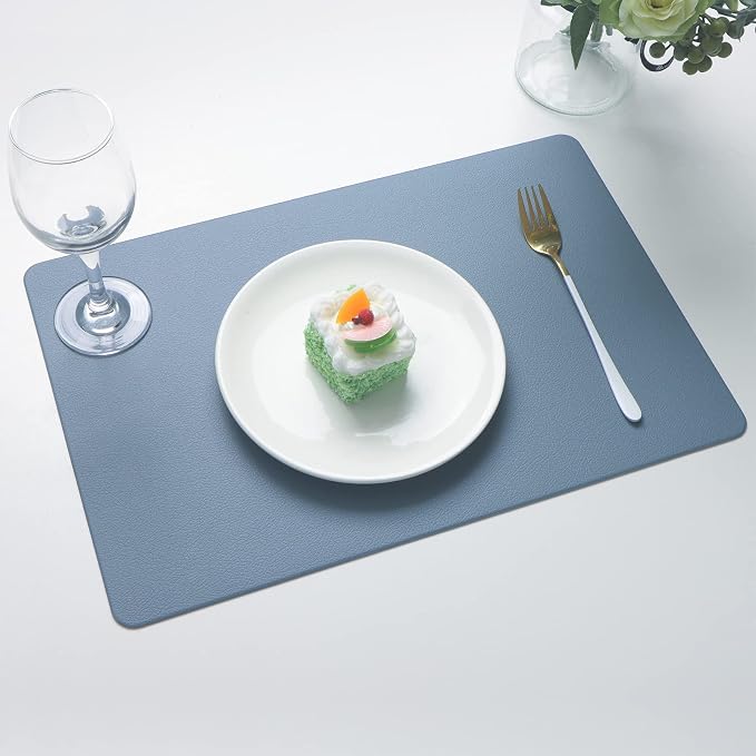 Vinjiasin Placemats Set of 4 Blue Leather Place Mats - Image 5
