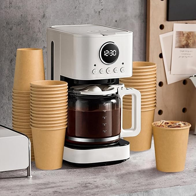 Clawsoff 400 Pack 8 oz Paper Cups Brown Kraft Disposable Hot Coffee Cups | - Image 4